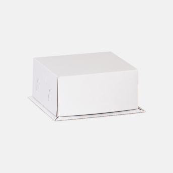 Коробка для торта 210*210*100 мм Хром-эрзац Белый