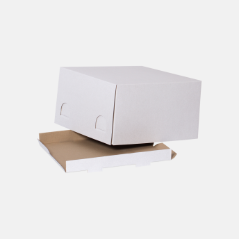 Коробка для торта 350*350*200 мм Хром-эрзац Белый