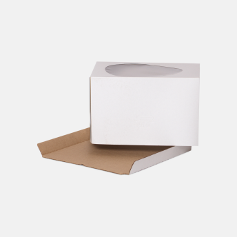 Коробка для торта 300*300*190 мм Хром-эрзац Белый